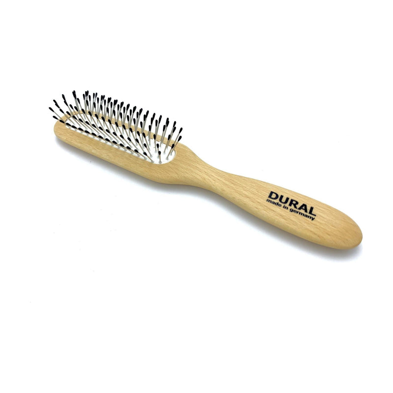 Dural Dural Hair Brush For Styling & Care Rubber Cushion with Steel Pins with ball tips Beech Wood Hair Brush Tan