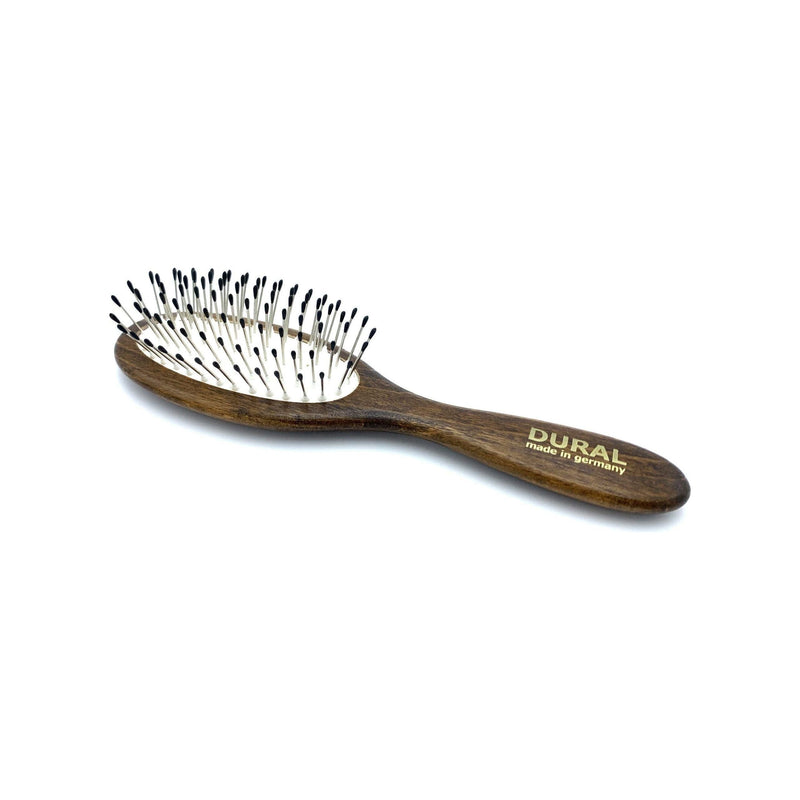 Dural Dural Hair Brush For Styling & Care Rubber Cushion Steel Pins with Plastic Ball Tips Beech Wood Hair Brush Dark Olive Green