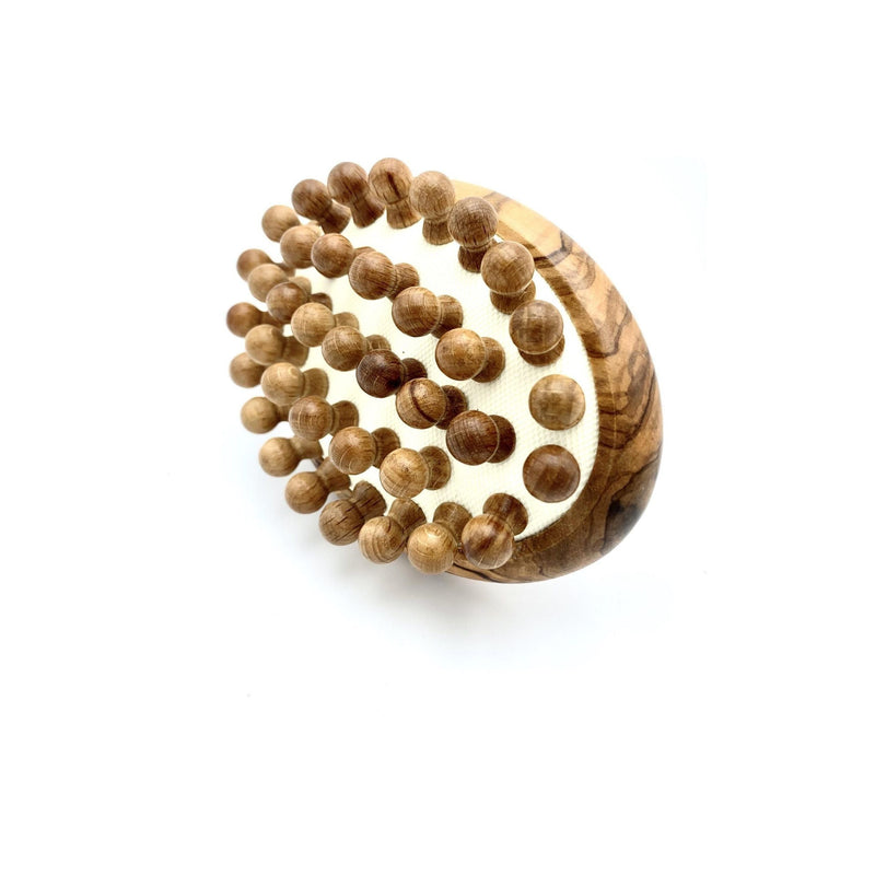 Dural Dural Massage Brush Olive Wood Wooden Knobbles Massage Brush Antique White