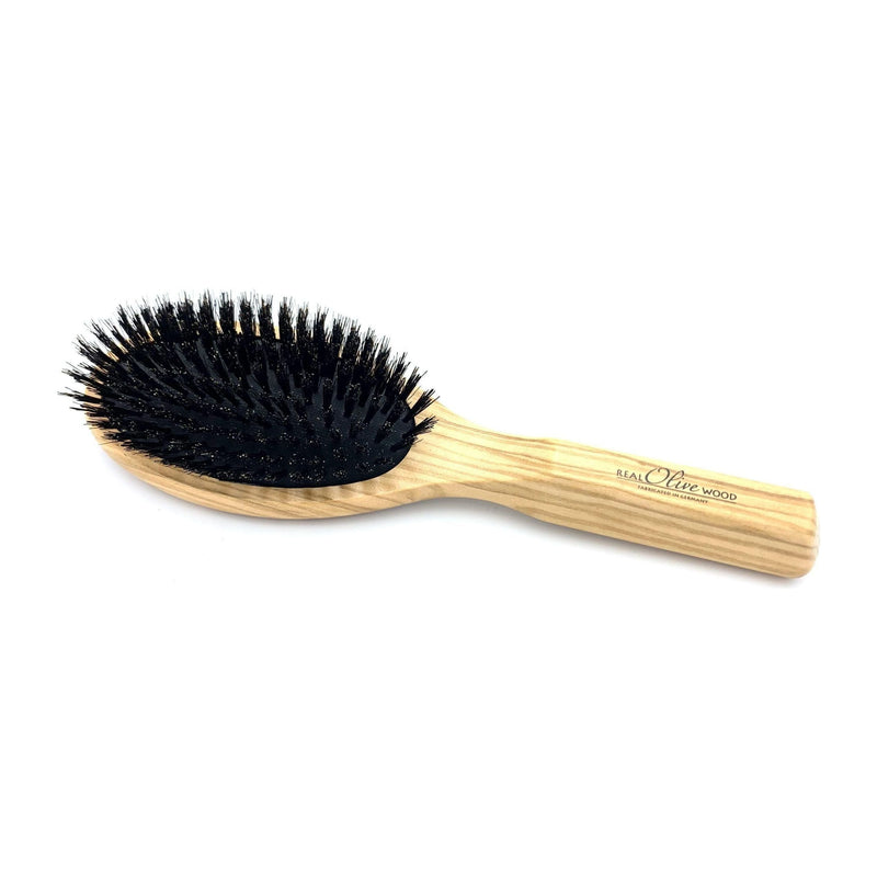 Dural Dural Hair Brush For Styling & Care Rubber Cushion With Boar Bristles Olive Wood Hair Brush Black