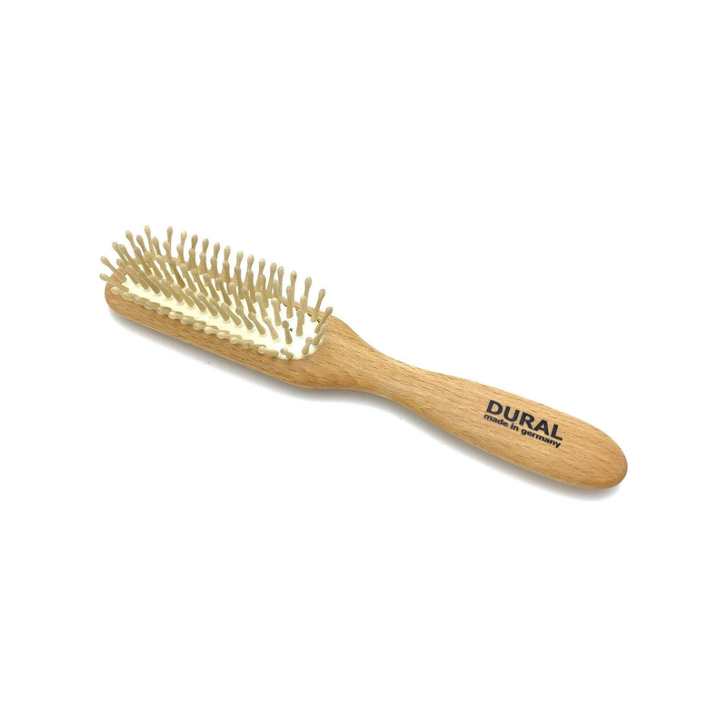 Dural Dural Hair Brush For Styling & Care Rubber Cushion with Wooden Pins Beech Wood Hair Brush Dark Khaki
