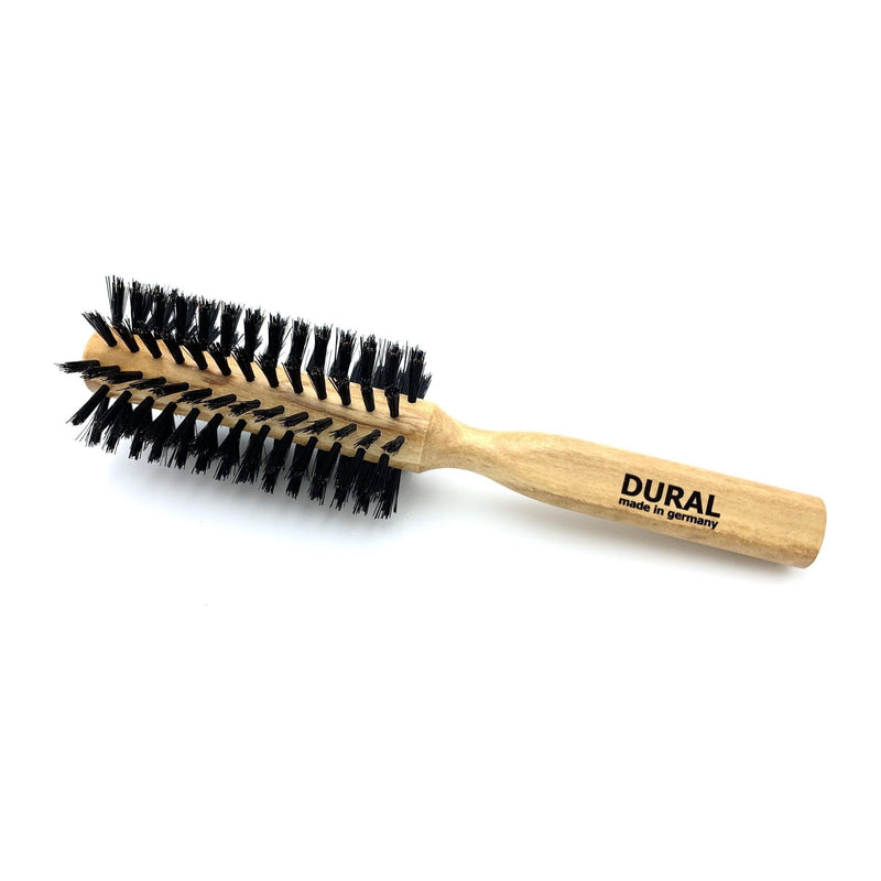 Dural Dural Hair Brush Round Olive Wood Boar Bristles Hair Brush Black