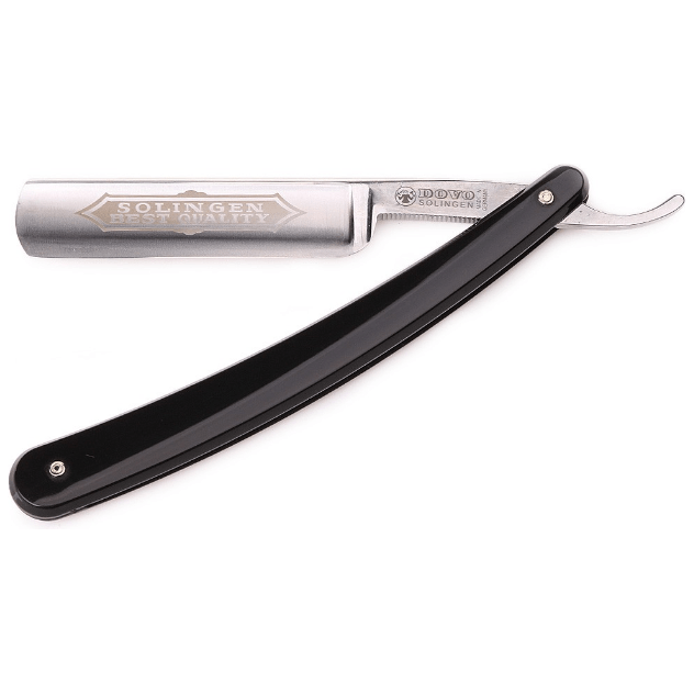 Dovo Dovo Best Quality 5/8" Full Hollow Carbon Steel Straight Razor - Black Celluloid Straight Razor Light Gray