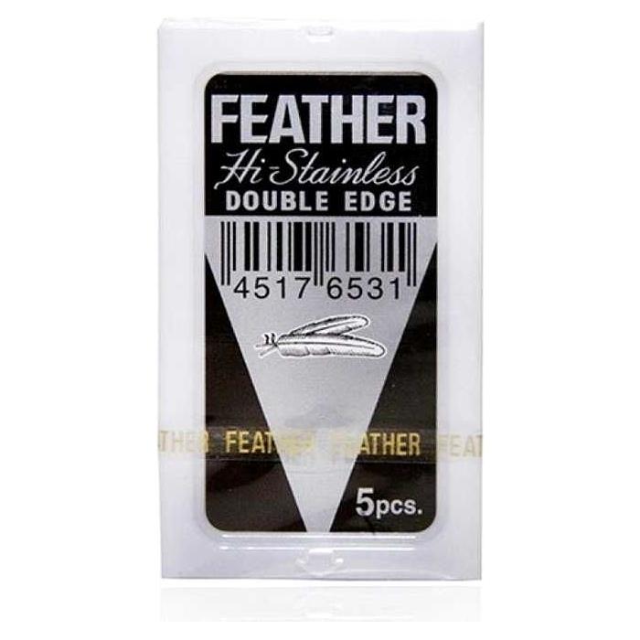 Feather Feather Hi-Stainless Double Edge Razor Blades - 5pcs. Shaving & Grooming Black