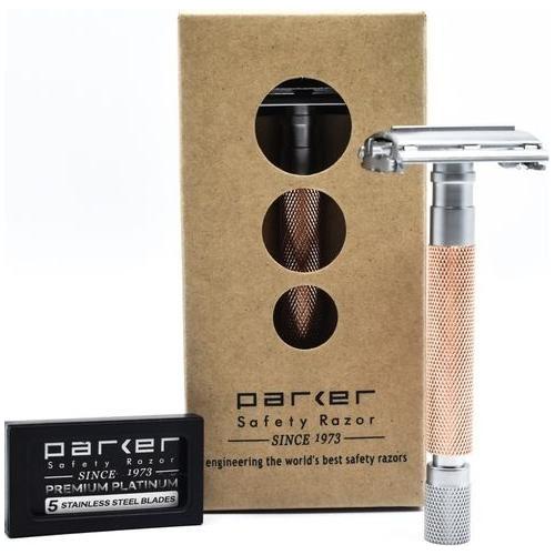 Parker Parker 74R RG Rose Gold & Satin Chrome Heavyweight Butterfly Open Safety Razor Safety Razor Rosy Brown