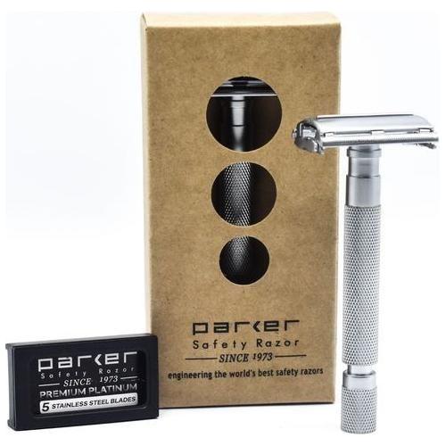 Parker Parker 74R SC Satin Chrome Heavyweight Butterfly Open Safety Razor Safety Razor Rosy Brown