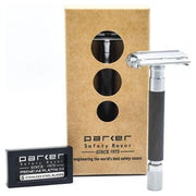 Parker Parker 74R GR Graphite & Satin Chrome Heavyweight Butterfly Open Safety Razor Safety Razor Dark Khaki