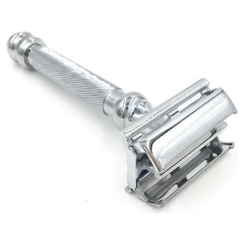 Parker Parker 99R Chrome Super Heavyweight Long Handle Butterfly Safety Razor Safety Razor Light Gray