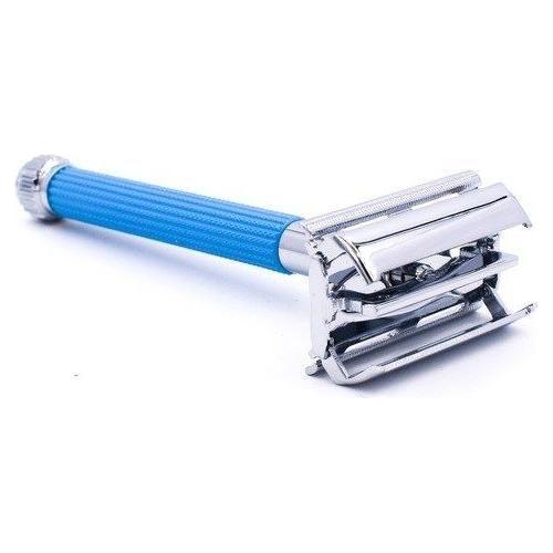 Parker Parker 29L Blue Long Handle Butterfly Open Safety Razor Safety Razor Steel Blue