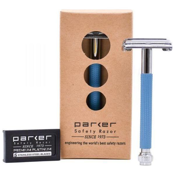 Parker Parker 29L Blue Long Handle Butterfly Open Safety Razor Safety Razor Tan
