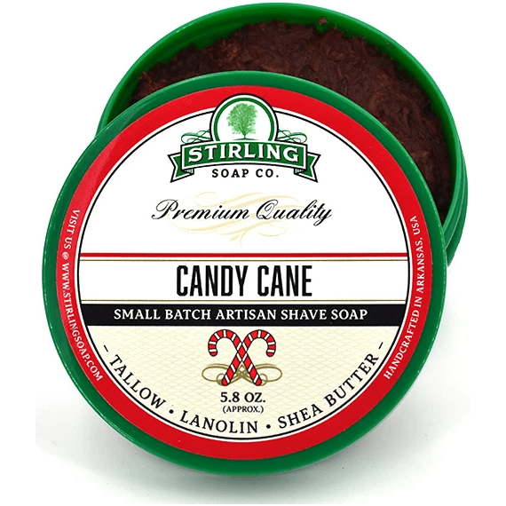 Stirling Soap Co Stirling Soap Co. Candy Cane Shaving Collection Shaving Set Light Gray Shaving Soap 5.8oz