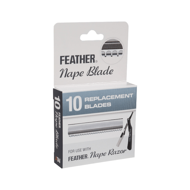 Feather Feather Nape Stainless Steel Replacement Razor Blades 10 Total Razor Blades Light Gray