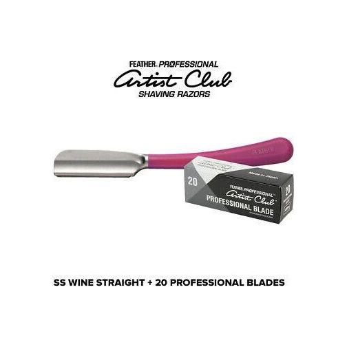 Feather Feather Artist Club Ss Wine Straight Razor + 20 Free Professional Blades Safety Razor Light Gray