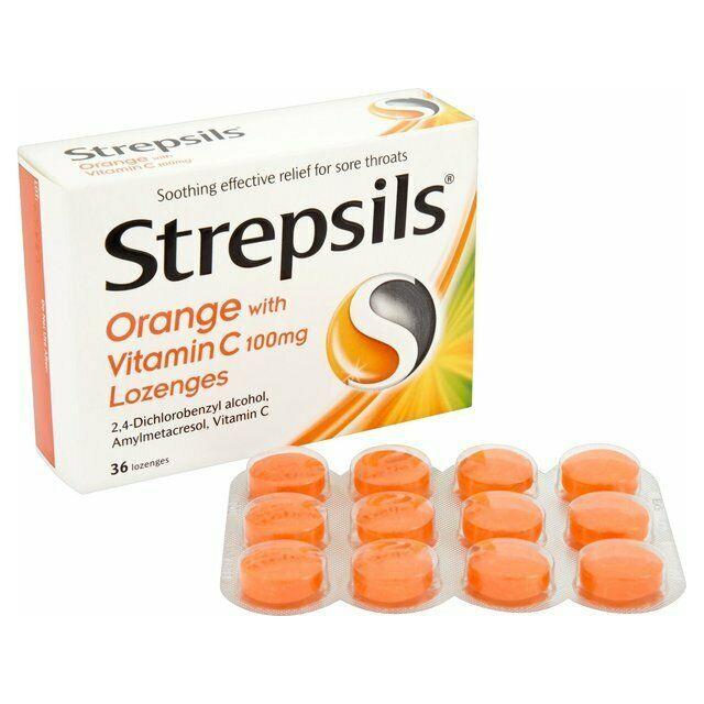 Strepsils Strepsils Orange with Vitamin C Lozenges, 36 Lozenges Cough & Cold Lozenges Beige