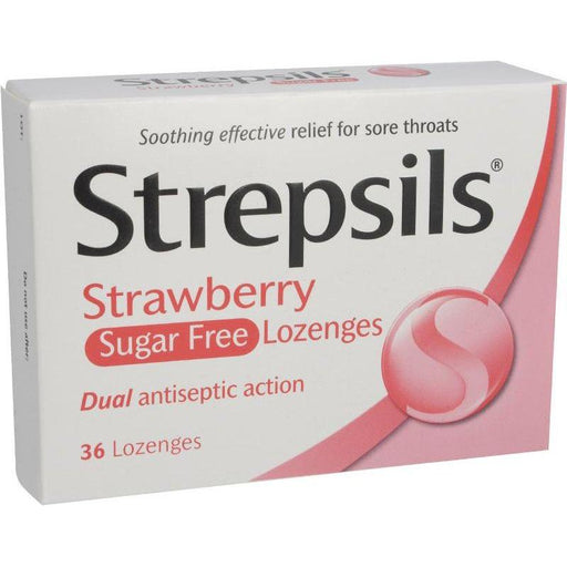 Strepsils Strepsils Strawberry Sugar Free 36 Lozenges Lozenges Light Gray