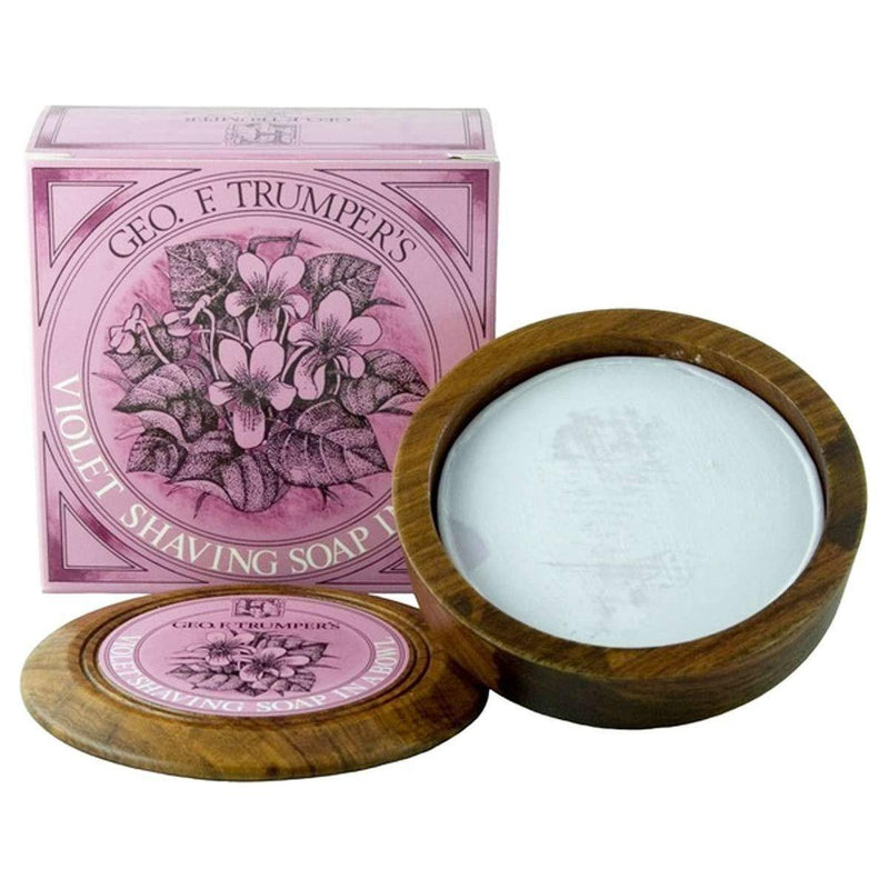 Geo. F. Trumper Geo. F. Trumper Violet Hard Shaving Soap Wooden Bowl 80g Shaving Soap Set Gray Wooden Bowl