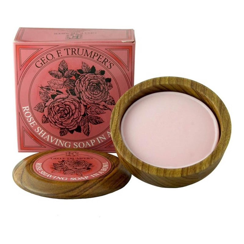 Geo. F. Trumper Geo. F. Trumper Rose Hard Shaving Soap in Wooden Bowl 80g Shaving Soap Sienna Wooden Bowl