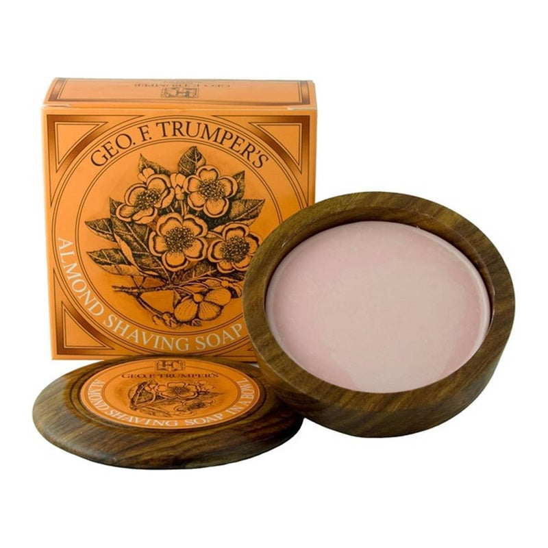 Geo. F. Trumper Geo. F. Trumper Almond Oil Hard Shaving Soap Wooden Bowl 80g Shaving Soap Chocolate Wooden Bowl