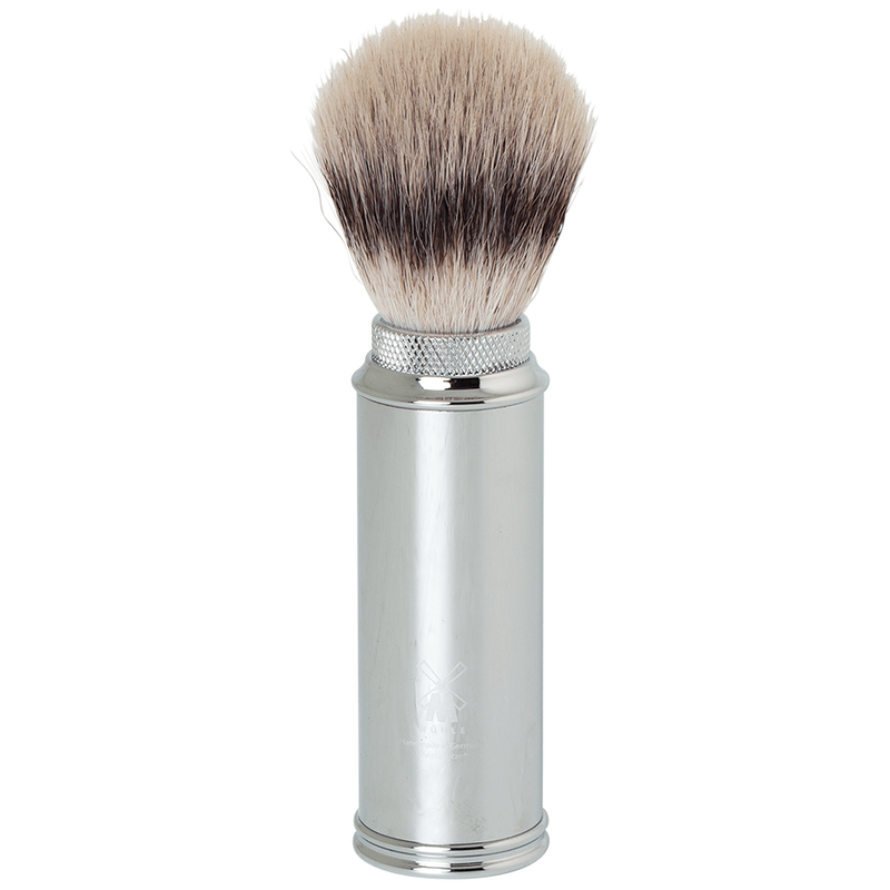 Edwin Jagger Edwin Jagger Synthetic Fibre Travel Shaving Brush Vented Nickel Case 21M529 Shaving Brush Gray