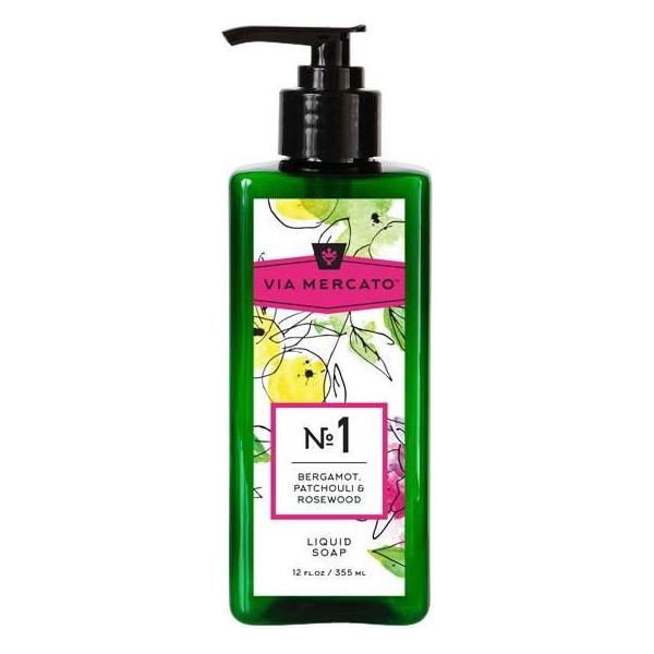 Via Mercato Via Mercato Nro. 1 Liquid Soap (Bergamot, Patchouli & Rosewood) 12oz Liquid Soap Pink