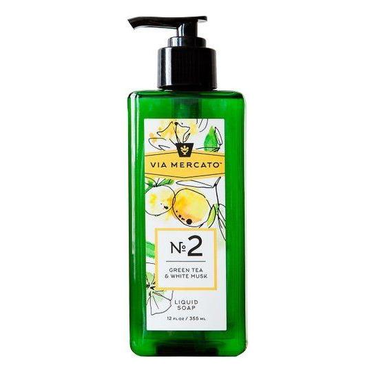 Via Mercato Via Mercato Nro. 2 Liquid Soap (Green Tea & White Musk) 12oz Liquid Soap Dark Green