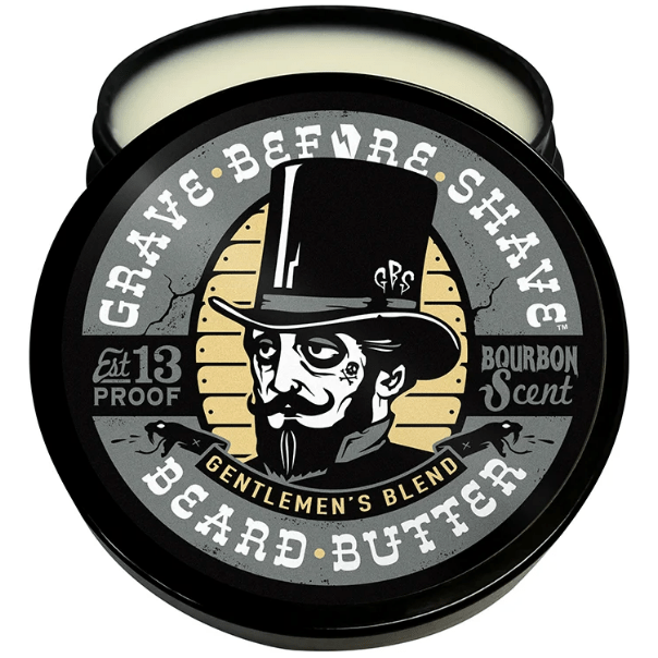 Grave Before Shave Grave Before Shave Gentlemen's Blend Beard Balm Bourbon Scent 2 Oz Beard Balm Light Gray