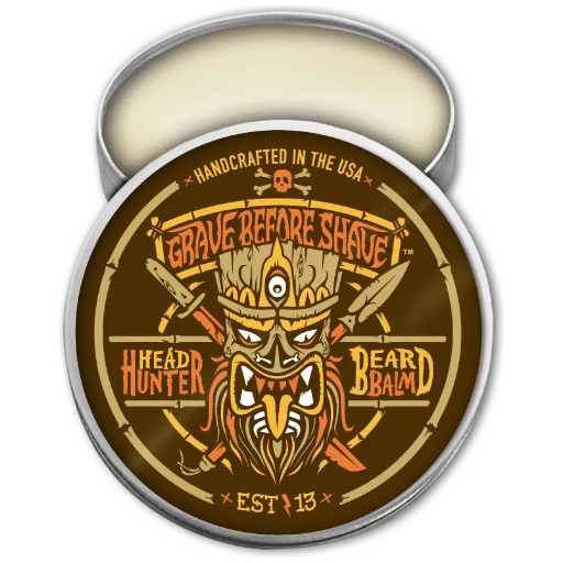 Grave Before Shave Grave Before Shave Head Hunter Beard Balm Tropical Summer Aroma 2 oz Beard Balm Light Gray