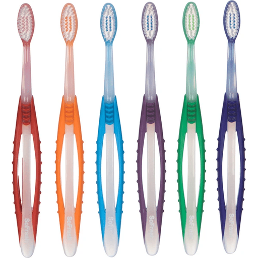 SoFresh Sofresh Soft Toothbrush Wide Grip With Flossing Bristles Toothbrush Light Gray