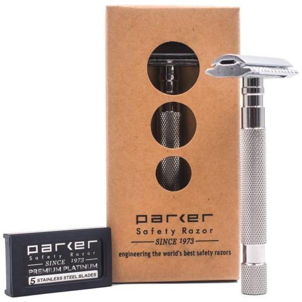 Parker Parker 64S Stainless Steel Handle With Closed Comb Head Safety Razor Safety Razor Rosy Brown