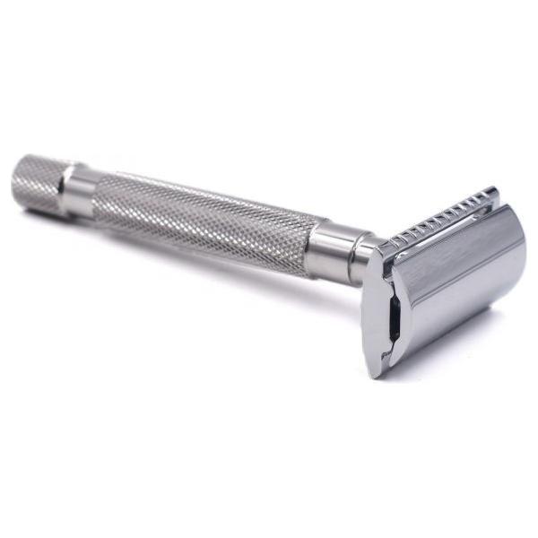 Parker Parker 64S Stainless Steel Handle With Closed Comb Head Safety Razor Safety Razor Dark Gray