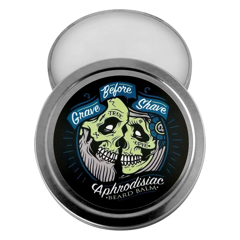 Grave Before Shave Grave Before Shave Leather and cedar Wood Scent Beard Balm 2 Oz. Tin Beard Balm Light Gray