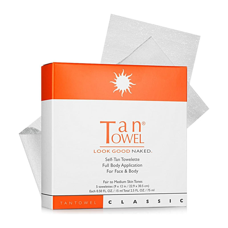 Tan Towel Tan Towel Classic Self-Tan Towelette, Fair to Medium Skin Tones 5 pack Self-Tan Towelette Lavender