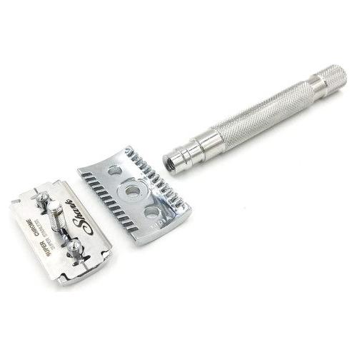 Parker Parker 68S Stainless Steel Handle Open Comb Head Safety Razor Safety Razor Light Gray