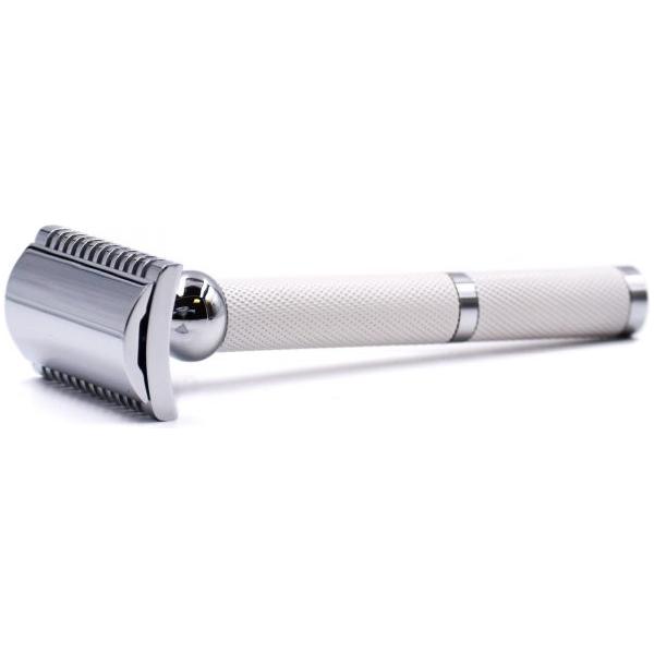 Parker Parker 70C White and Chrome Open Comb Safety Razor Safety Razor Light Gray