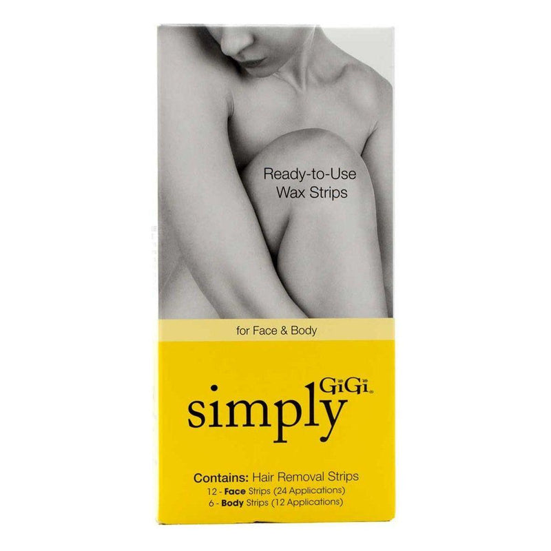 GiGi Gigi Simply Hair Removal Strips 12 Face - 6 Body Hair Removal Strips Dark Gray