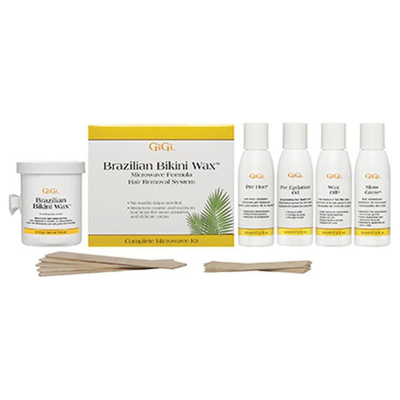 GiGi Gigi Honee Brazilian Bikini Wax Microwave Kit 16 Oz Waxing Kit Light Gray