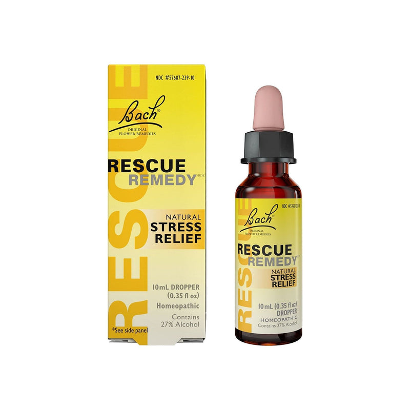 Bach Flower Bach Flower Rescue Remedies Natural Stress Relief Dropper 10 mL Stress Relief Dropper Sandy Brown