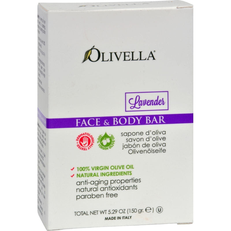 Olivella Olivella Face and Body Bar Soap, Lavender 5.29 oz Bar Soap Light Gray
