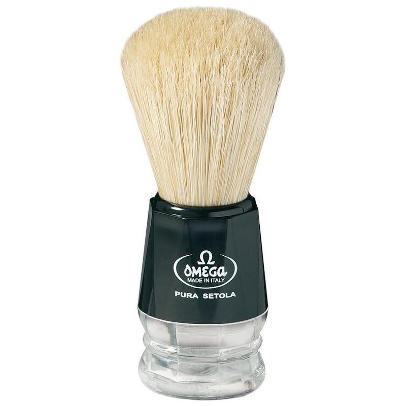 Omega Omega Black Andclear Acrylic Handle Boar Bristle Shaving Brush #10019 Shaving Brush Light Gray