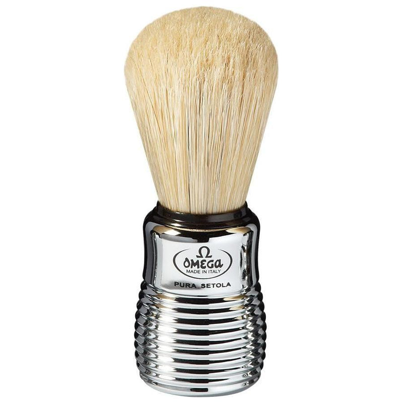 Omega Omega Hog Bristle Shaving Brush With Chromed Plastic Handle #10081 Shaving Brush Gray