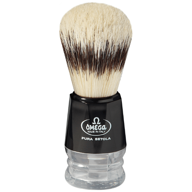 Omega Omega Pig Bristles Shaving Brush Black Pure Brushes Natural Bristles #10219 Shaving Brush Gray