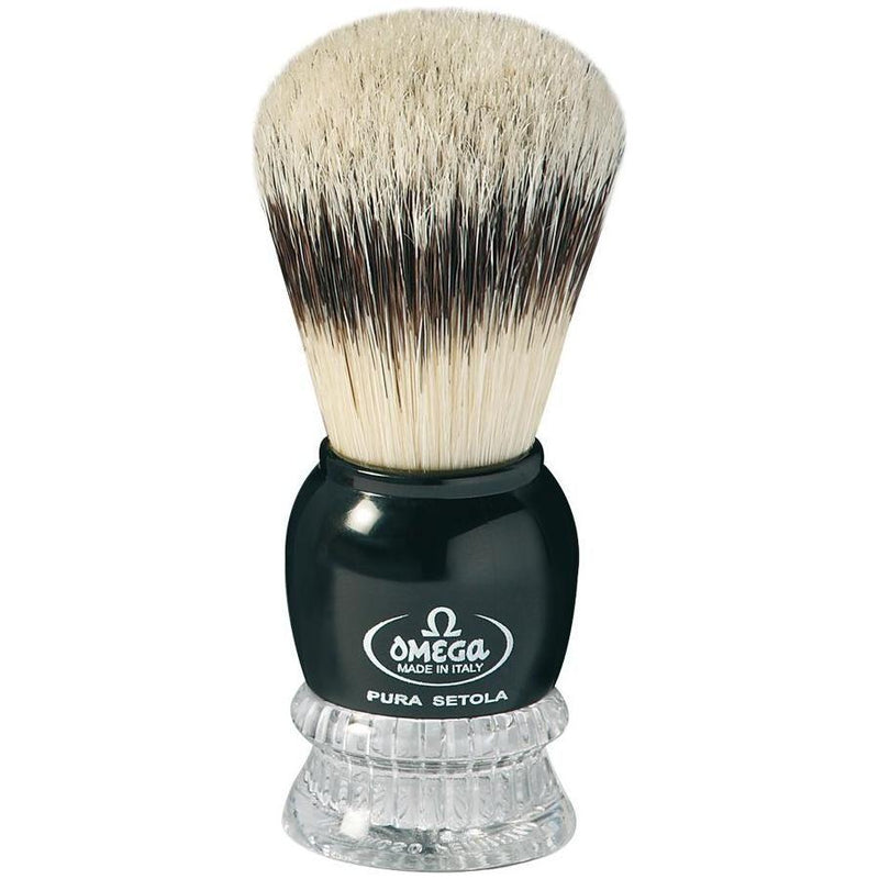 Omega Omega Hog Bristle Shaving Brush With Chromed Abs Handle #10275 Shaving Brush Dark Slate Gray