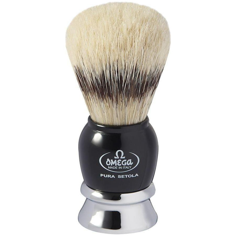 Omega Omega Pure Bristle Shaving Brush With Chromed Plastic Handle Shaving Brush Gray