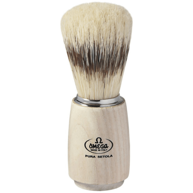 Omega Omega Banded Boar Shaving Brush White Ash Wood #11711 Shaving Brush Gray
