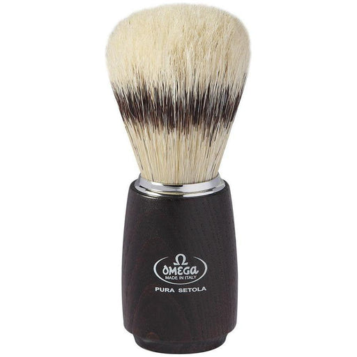 Omega Omega Banded Boar Shaving Brush Dark Ash Wood #11712 Shaving Brush Light Gray
