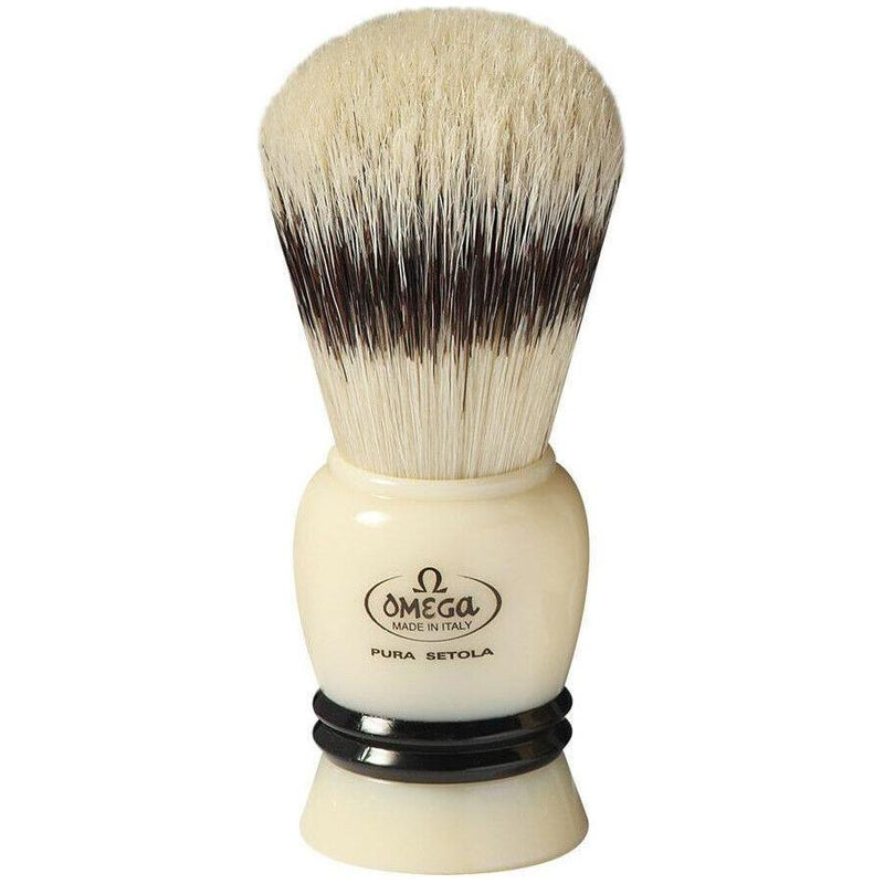 Omega Omega Italy Pig Bristles Shaving Brush With Stand Pure Brushes Dachs-Optik Shaving Brush Gray