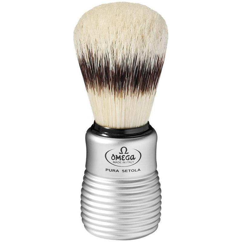 Omega Omega Pure Bristle Shaving Brush With Satin Chrome Effect Handle #81230 Shaving Brush Light Gray