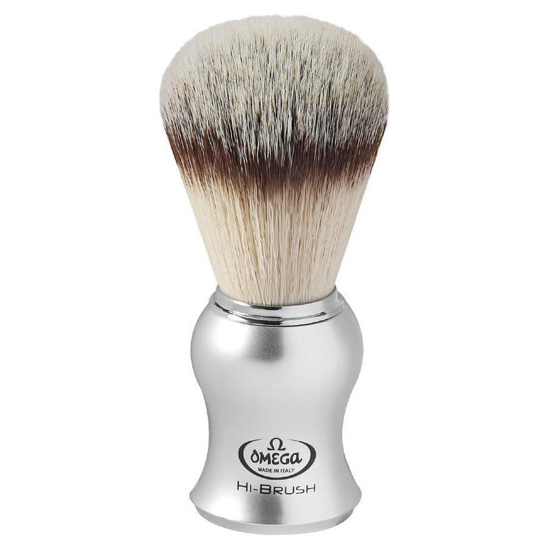 Omega Omega Premium Shaving Hi-Brush With Synthetic Hair Satin Grey Handle #46229 Shaving Brush Gray