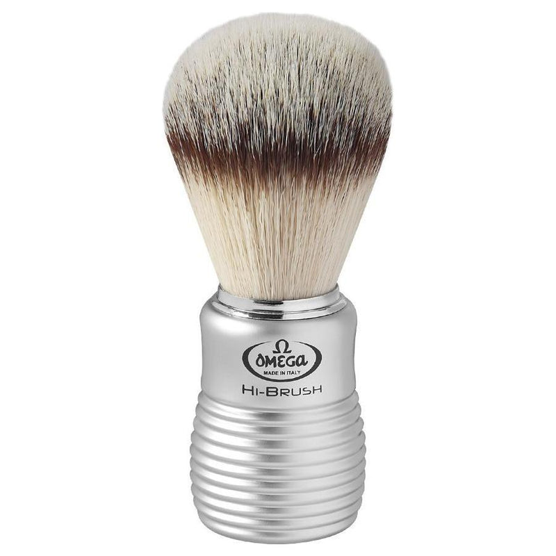 Omega Omega Hi-Brush Series Synthetic Satinized Handle #46230 Shaving Brush Gray
