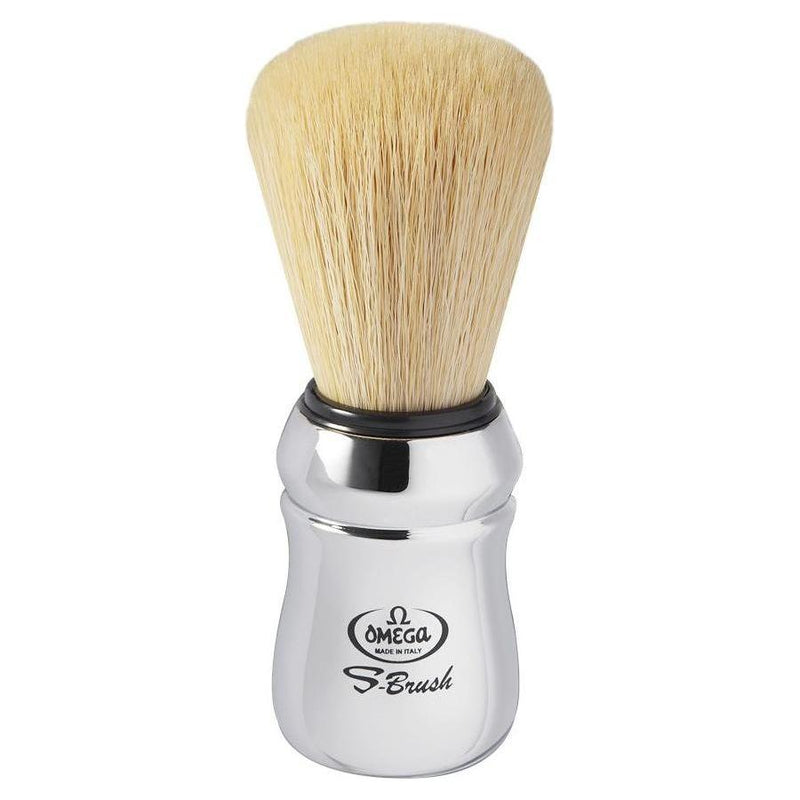 Omega Omega S-Brush Synthetic Fibre Shaving Brush With Chromed Plastic Handle #S10083 Shaving Brush Light Gray